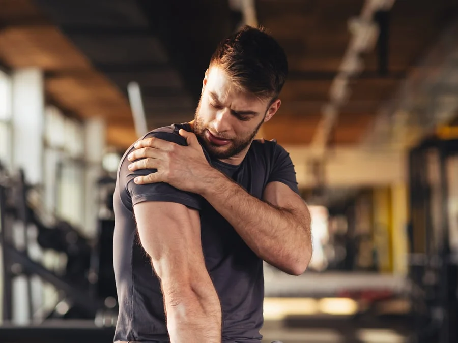 Image representing frozen shoulder stiffness and pain that may be treated with image-guided hydrodistention combined with physiotherapy (illustrative).
